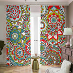 Oriental Mandala Bohemian Pattern Print Blackout Pencil Pleat Curtains