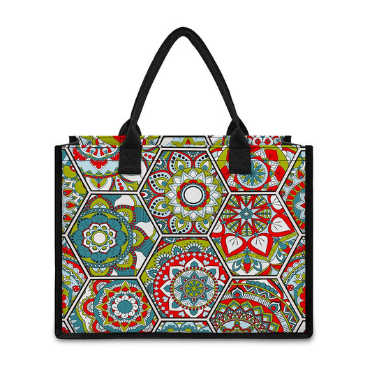 Oriental Mandala Bohemian Pattern Print Canvas Tote Bag