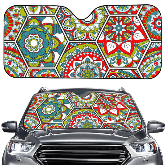 Oriental Mandala Bohemian Pattern Print Car Windshield Sun Shade