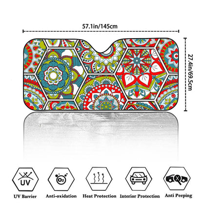 Oriental Mandala Bohemian Pattern Print Car Windshield Sun Shade