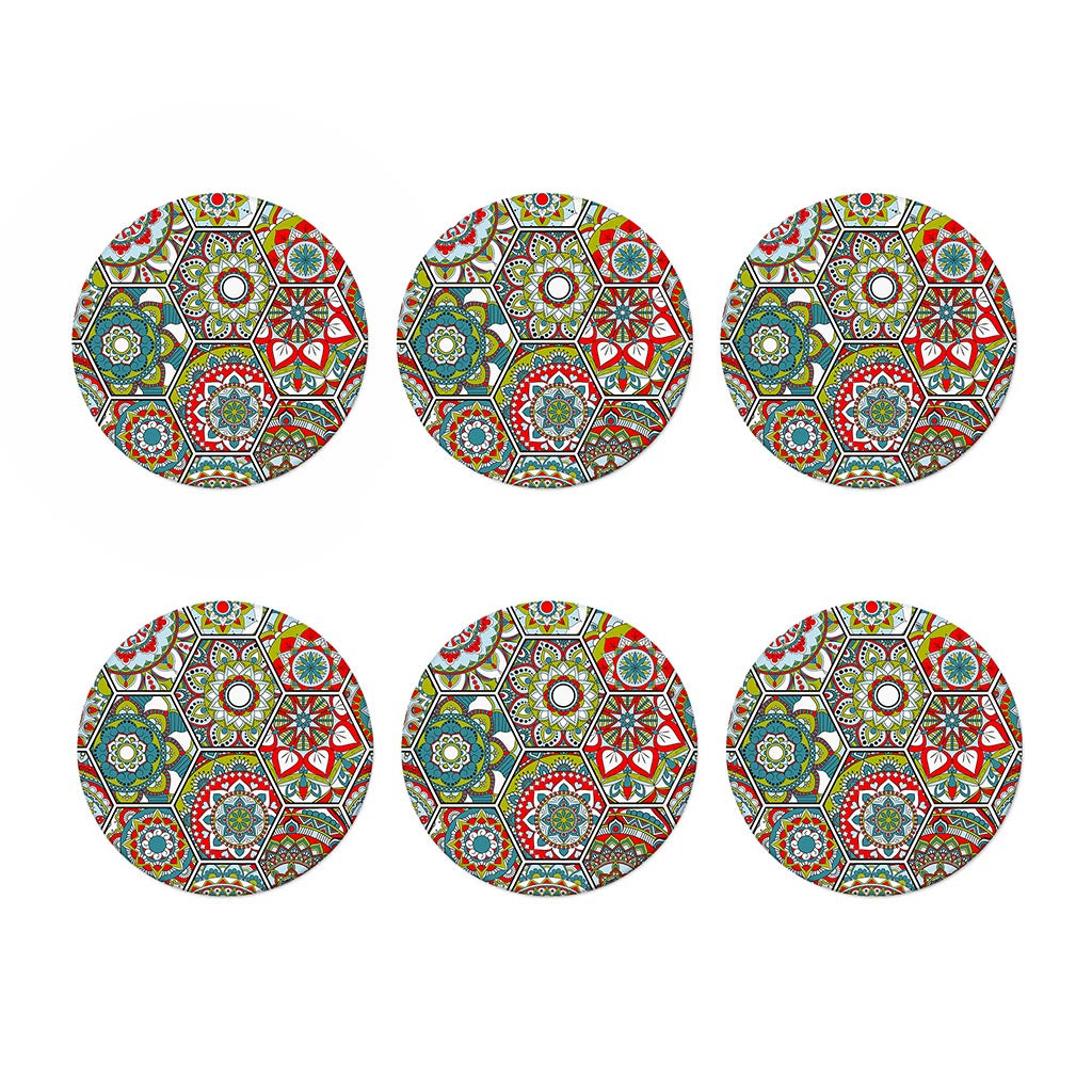 Oriental Mandala Bohemian Pattern Print Coaster Set