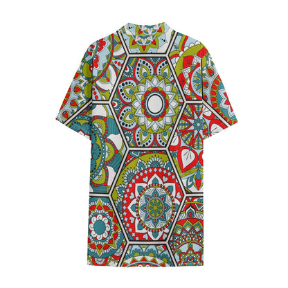 Oriental Mandala Bohemian Pattern Print Cotton Hawaiian Shirt