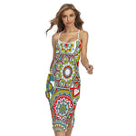 Oriental Mandala Bohemian Pattern Print Cross Back Cami Dress