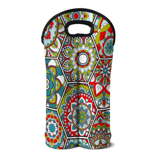 Oriental Mandala Bohemian Pattern Print Double Neoprene Wine Tote