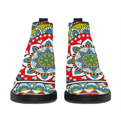 Oriental Mandala Bohemian Pattern Print Flat Ankle Boots