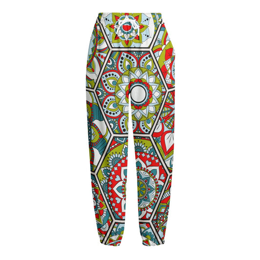 Oriental Mandala Bohemian Pattern Print Fleece Lined Knit Pants