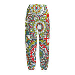 Oriental Mandala Bohemian Pattern Print Fleece Lined Knit Pants