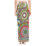 Oriental Mandala Bohemian Pattern Print High Slit Maxi Skirt