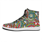 Oriental Mandala Bohemian Pattern Print High Top Leather Sneakers