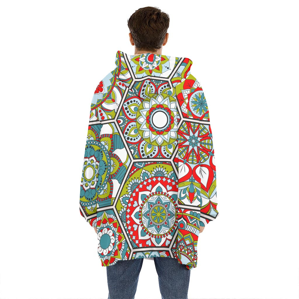Oriental Mandala Bohemian Pattern Print Hoodie Blanket