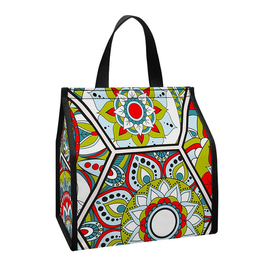 Oriental Mandala Bohemian Pattern Print Insulated Lunch Tote