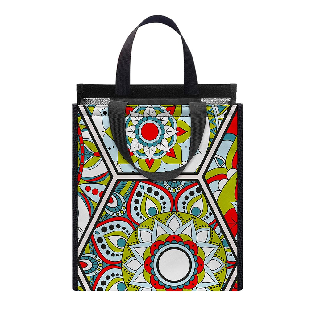 Oriental Mandala Bohemian Pattern Print Insulated Lunch Tote