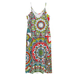 Oriental Mandala Bohemian Pattern Print Jersey Midi Cami Dress