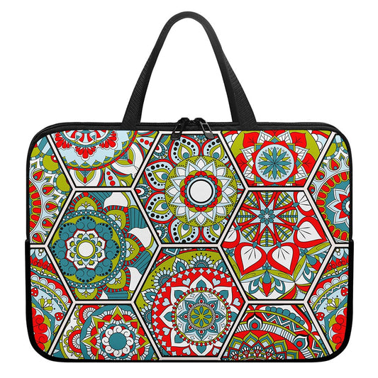 Oriental Mandala Bohemian Pattern Print Laptop Sleeve With Handle