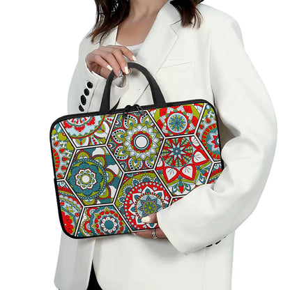 Oriental Mandala Bohemian Pattern Print Laptop Sleeve With Handle