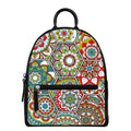 Oriental Mandala Bohemian Pattern Print Leather Backpack