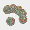 Oriental Mandala Bohemian Pattern Print Leather Coaster Set