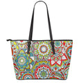 Oriental Mandala Bohemian Pattern Print Leather Tote Bag With Zipper