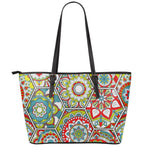 Oriental Mandala Bohemian Pattern Print Leather Tote Bag