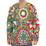 Oriental Mandala Bohemian Pattern Print Long Sleeve Baseball Jersey