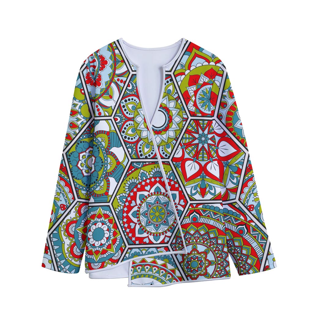 Oriental Mandala Bohemian Pattern Print Long Sleeve Short Coat