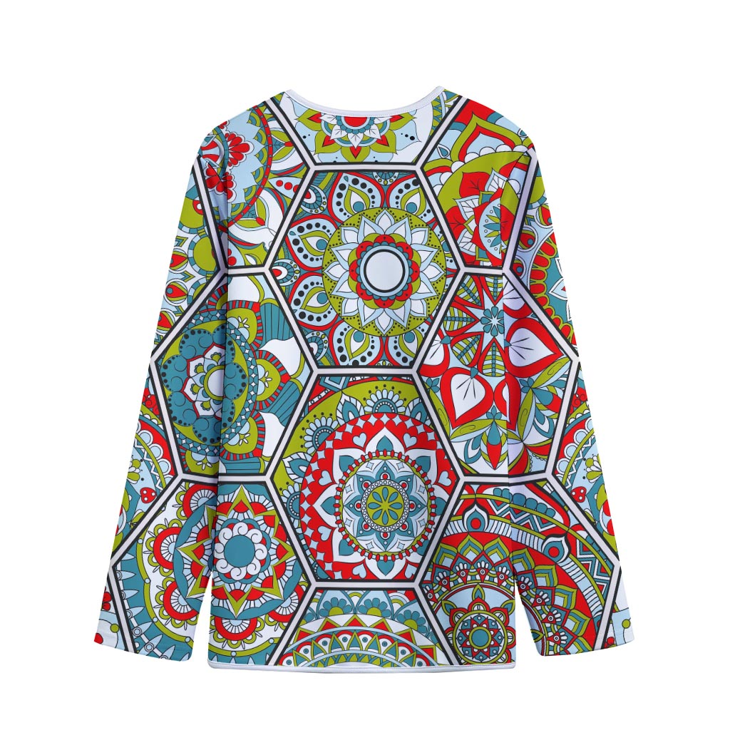 Oriental Mandala Bohemian Pattern Print Long Sleeve Short Coat