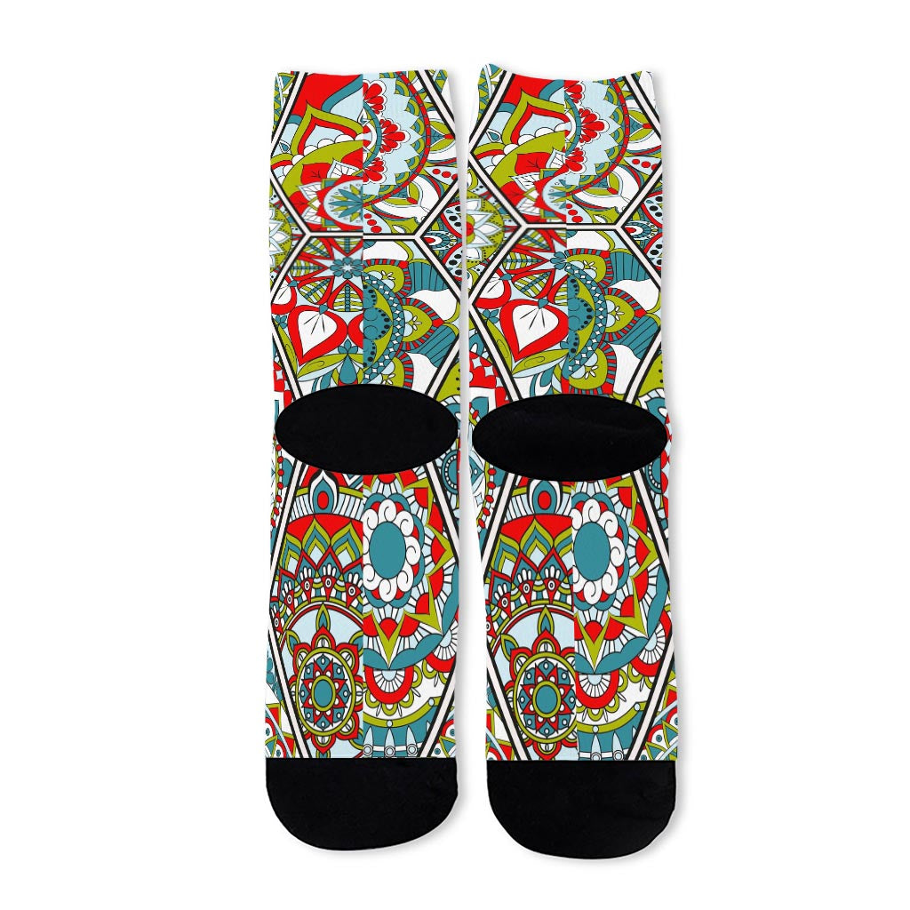 Oriental Mandala Bohemian Pattern Print Long Socks