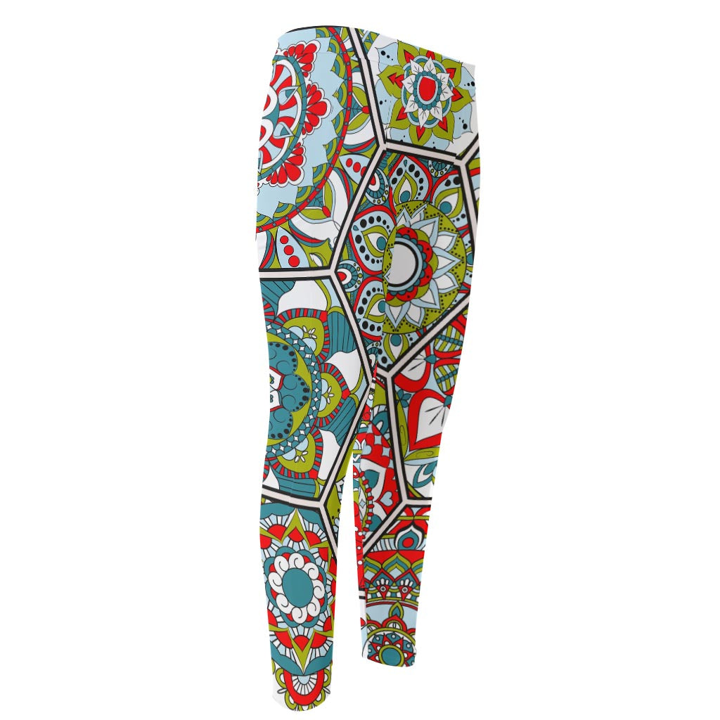 Oriental Mandala Bohemian Pattern Print Men's Compression Pants