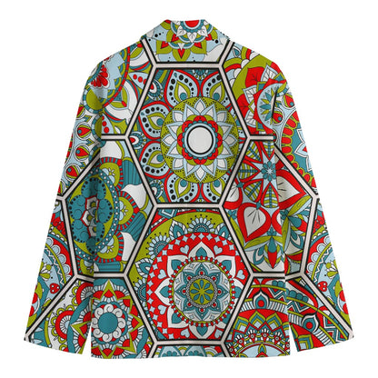 Oriental Mandala Bohemian Pattern Print Men's Cotton Blazer