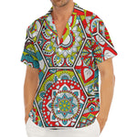 Oriental Mandala Bohemian Pattern Print Men's Deep V-Neck Shirt