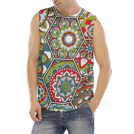 Oriental Mandala Bohemian Pattern Print Men's Fitness Tank Top