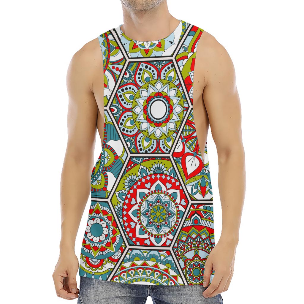 Oriental Mandala Bohemian Pattern Print Men's Muscle Tank Top