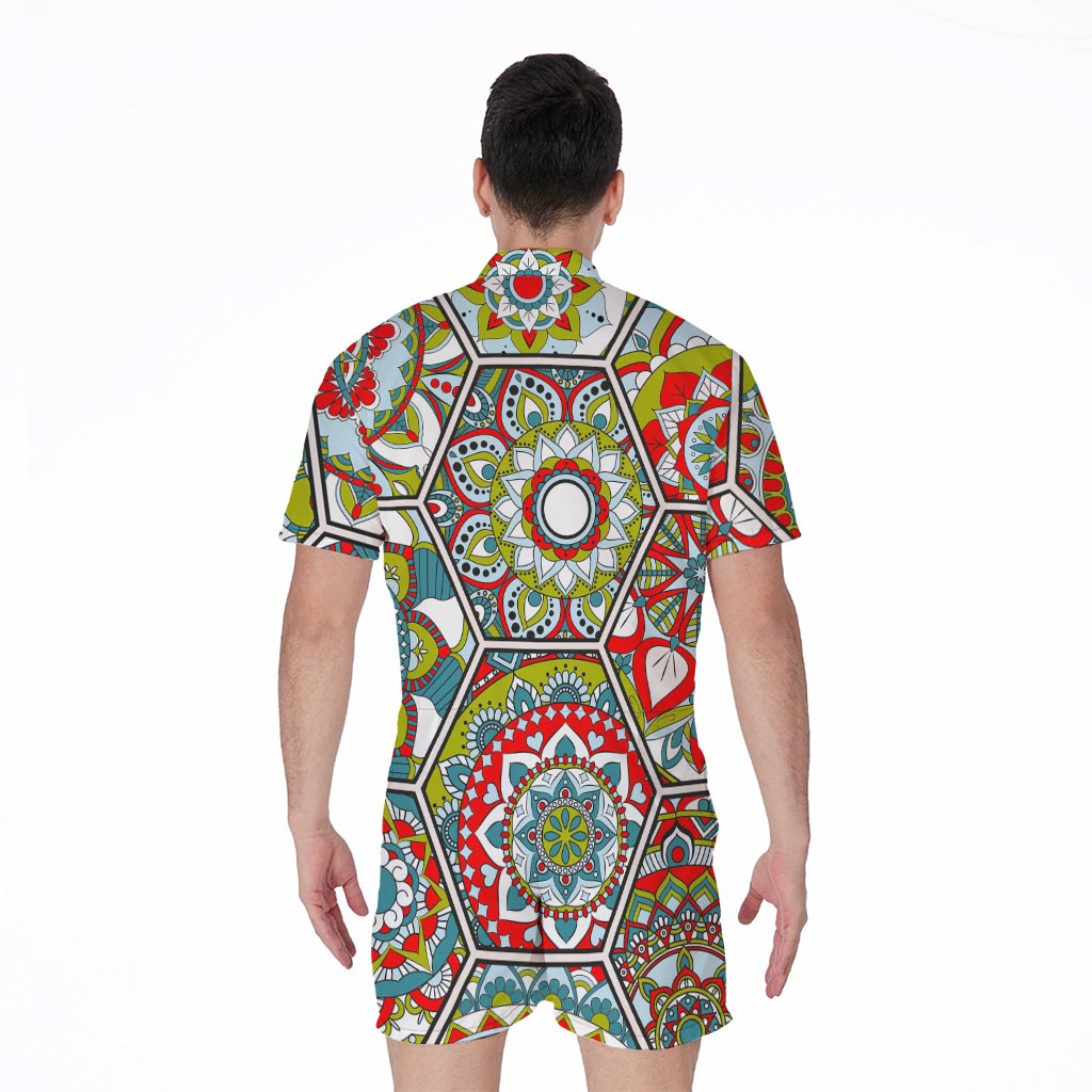 Oriental Mandala Bohemian Pattern Print Men's Rompers