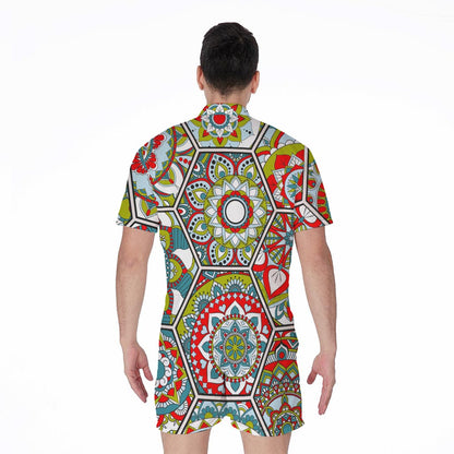 Oriental Mandala Bohemian Pattern Print Men's Rompers