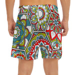 Oriental Mandala Bohemian Pattern Print Men's Split Running Shorts