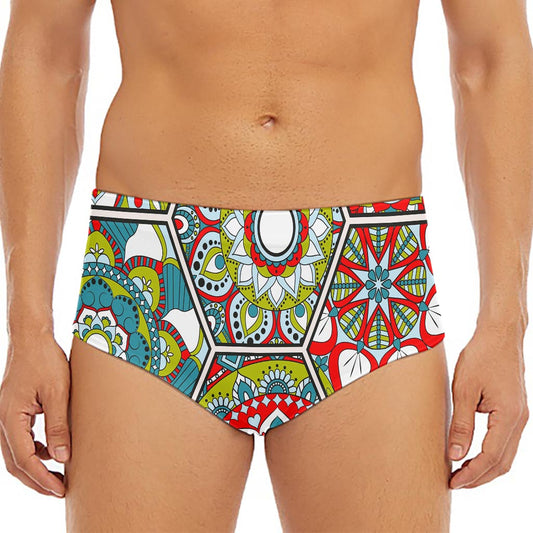 Oriental Mandala Bohemian Pattern Print Men's Triangle Swim Briefs