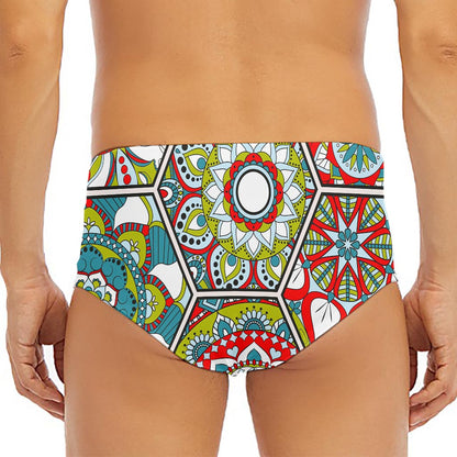 Oriental Mandala Bohemian Pattern Print Men's Triangle Swim Briefs