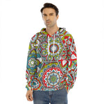 Oriental Mandala Bohemian Pattern Print Men's Velvet Pullover Hoodie