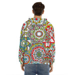 Oriental Mandala Bohemian Pattern Print Men's Velvet Pullover Hoodie