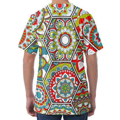 Oriental Mandala Bohemian Pattern Print Men's Velvet T-Shirt