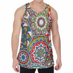 Oriental Mandala Bohemian Pattern Print Men's Velvet Tank Top