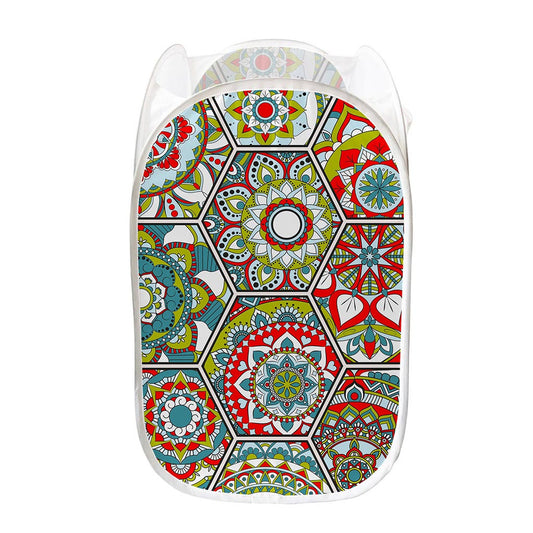 Oriental Mandala Bohemian Pattern Print Mesh Laundry Hamper