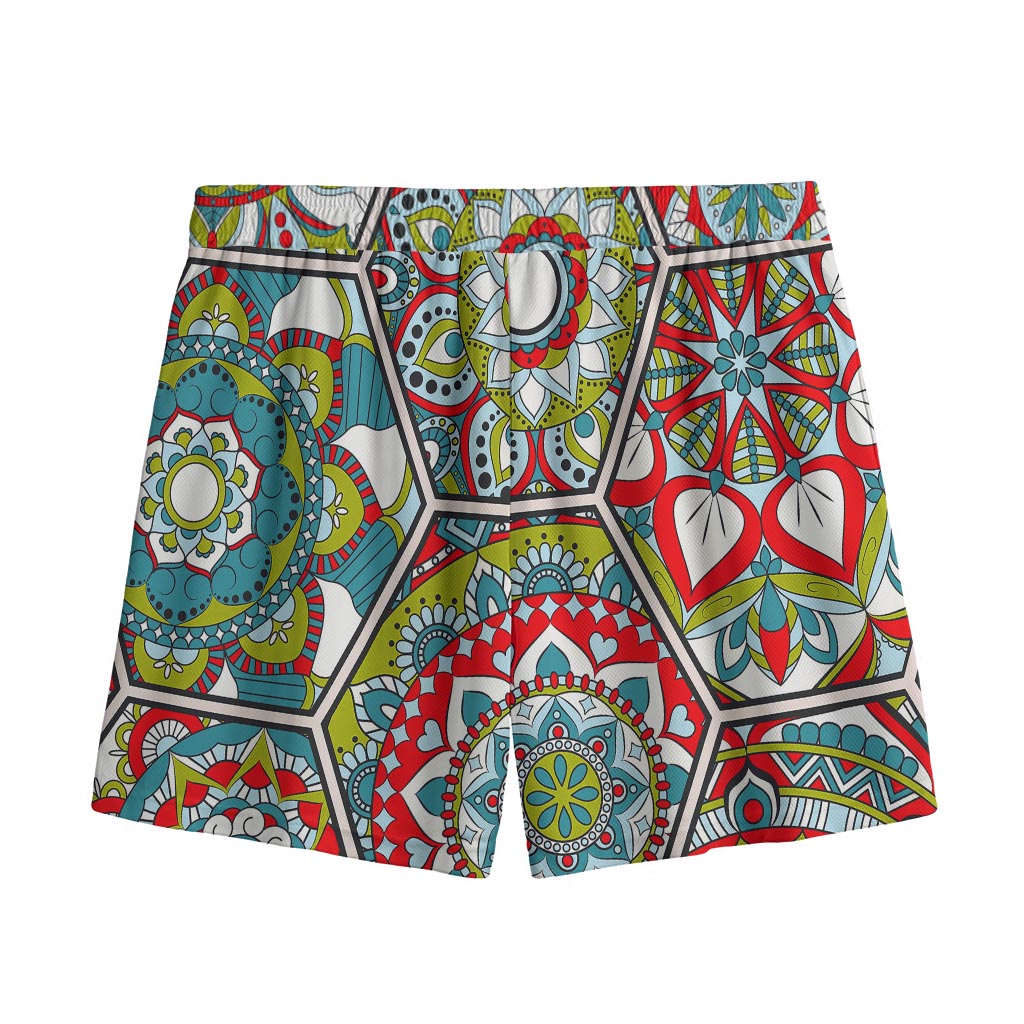 Oriental Mandala Bohemian Pattern Print Mesh Shorts