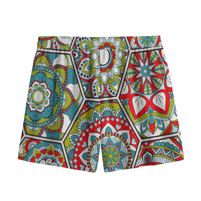 Oriental Mandala Bohemian Pattern Print Mesh Shorts