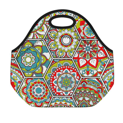 Oriental Mandala Bohemian Pattern Print Neoprene Lunch Bag