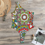 Oriental Mandala Bohemian Pattern Print One Shoulder Bodysuit