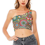 Oriental Mandala Bohemian Pattern Print One Shoulder Crop Top