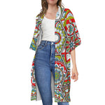 Oriental Mandala Bohemian Pattern Print Open Front Beach Cover Up