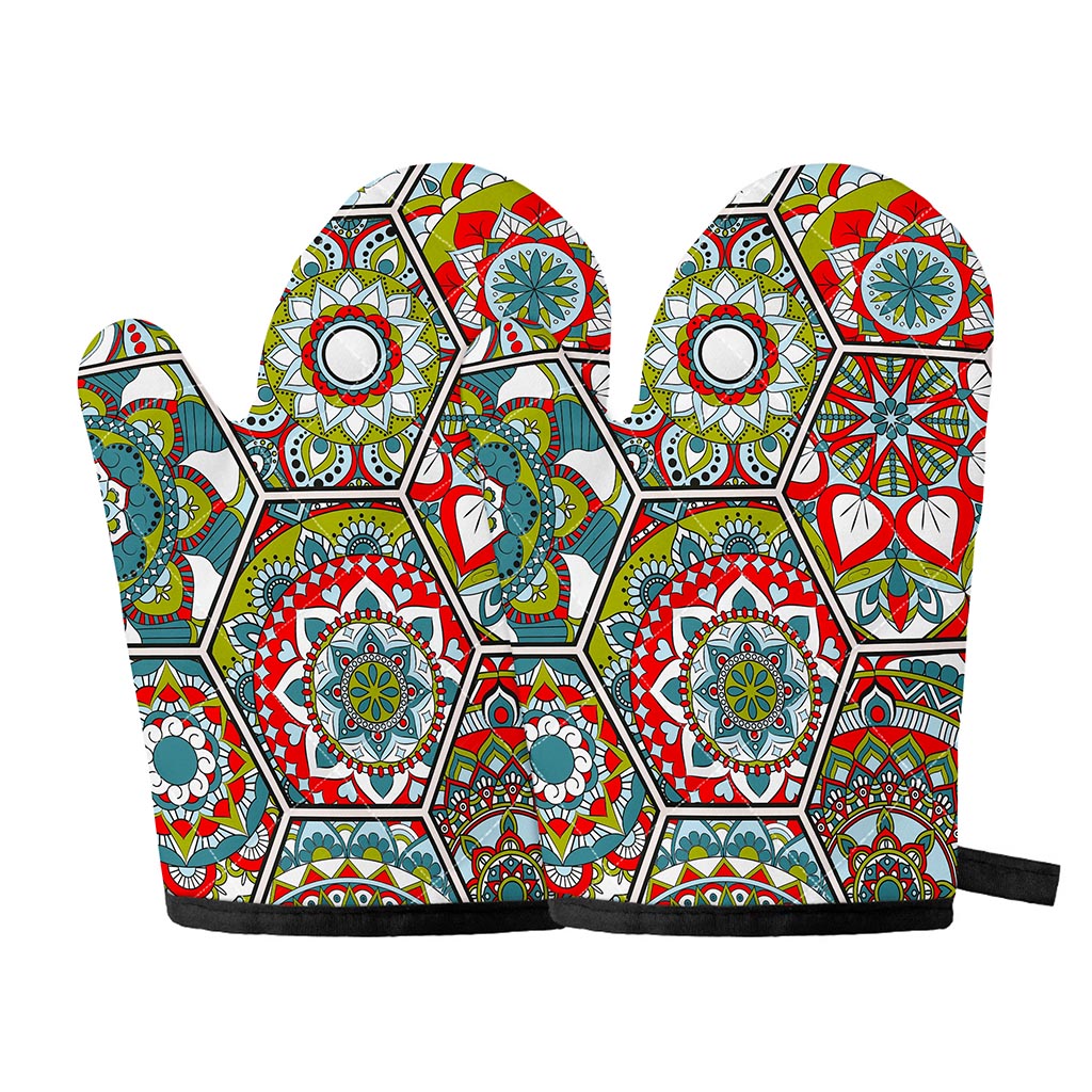 Oriental Mandala Bohemian Pattern Print Oven Mitts