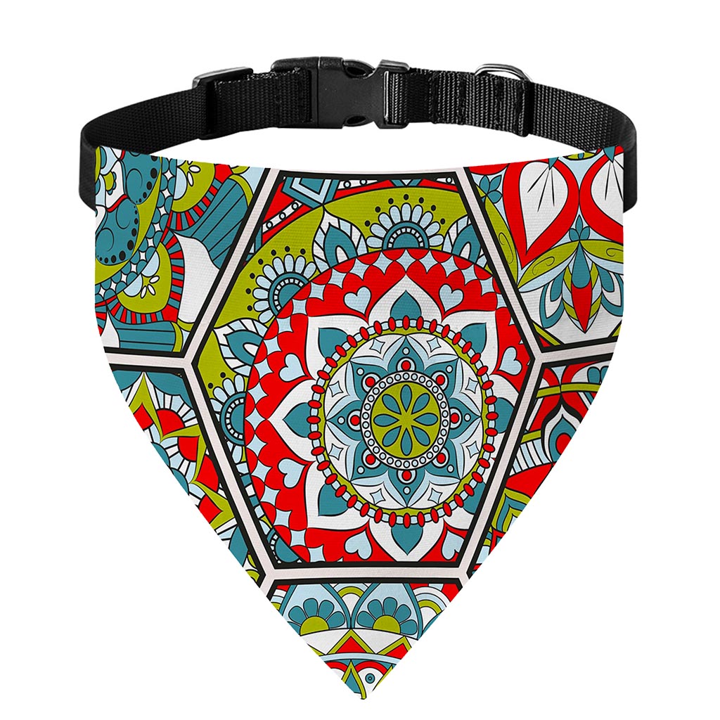 Oriental Mandala Bohemian Pattern Print Over The Collar Dog Bandana